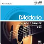 D'ADDARIO EJ11 BRONZE SET CORDE PER CHITARRA ACUSTICA SCALATURA 012 - 053 TENSIONE LIGHT