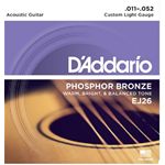 D'ADDARIO PHOSPHOR BRONZE  EJ26 PER CHITARRA ACUSTICA SCALATURA 011-052