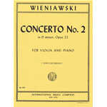 WIENIAWSKI CONCERTO N.2 OP.22 IN RE MINORE PER VIOLINO E PIANOFORTE