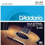 D'ADDARIO EJ40 SILK & STEEL SET CORDE PER CHITARRA ACUSTICA SCALATURA 011 - 047 TENSIONE LIGHT 