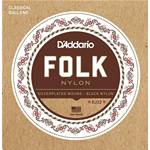 D'ADDARIO EJ32 FOLK SET CORDE IN NYLON PER CHITARRA ACUSTICA E CLASSICA CANTINI NERI BASSI IN ARGENTO