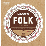 D'ADDARIO EJ34 FOLK SET CORDE IN NYLON PER CHITARRA ACUSTICA E CLASSICA CANTINI NERI BASSI BRONZE