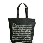 BORSA SHOPPER BAH IN TESSUTO NERO STAMPA SU ENTRAMBI I LATI 38 X 39 X 15 MANICO LUNGO