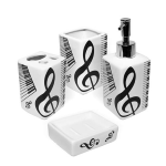 SET ACCESSORI DA BAGNO A TEMA MUSICALE COLORE BIANCO