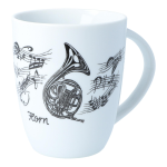TAZZA CON STRUMENTO (CORNO) BIANCA/NERA