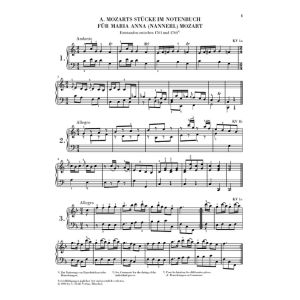 MOZART KLAVIERSTUCKE PER PIANOFORTE 