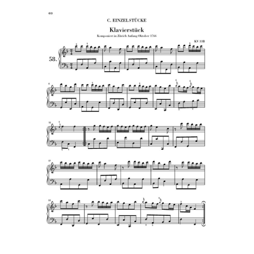 MOZART KLAVIERSTUCKE PER PIANOFORTE 