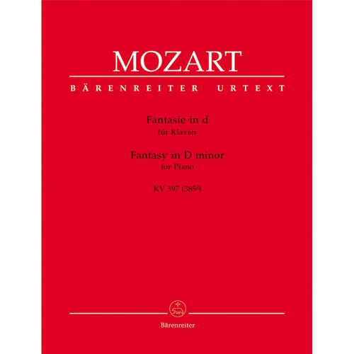 MOZART FANTASIA IN RE MINORE PER PIANOFORTE KV 397