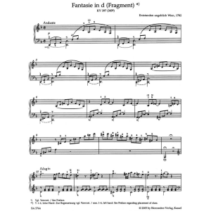 MOZART FANTASIA IN RE MINORE PER PIANOFORTE KV 397