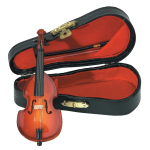 MINIATURA CONTRABASSO FINITURA IN LEGNO CM.11 CON ARCHETTO E CUSTODIA