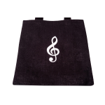 BORSA IN JUTA NERA CON CHIAVE DI VIOLINO BIANCA 
