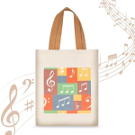 BORSA BIANCA A TEMA MUSICALE COLORATO