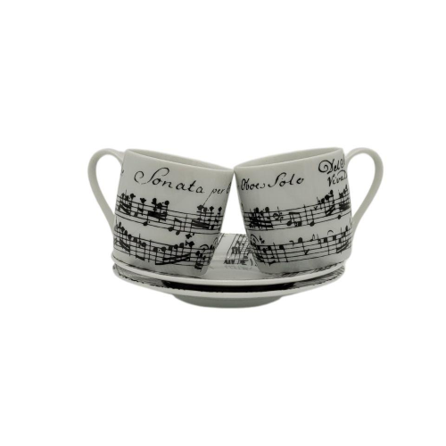 TAZZE DA ESPRESSO VIVALDI CON PIATTINI COPPIA IN PORCELLANA  