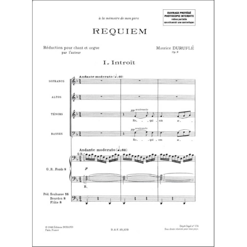 DURUFLE' REQUIEM OP.9 PER CORO MISTO 
