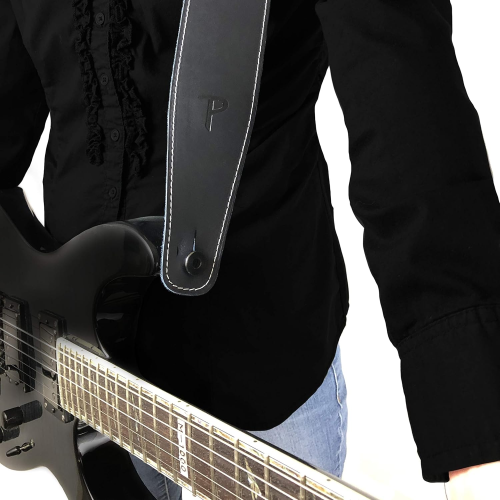 TRACOLLA PER CHITARRA IN PELLE BLU STILE BASEBALL SP25S-7051