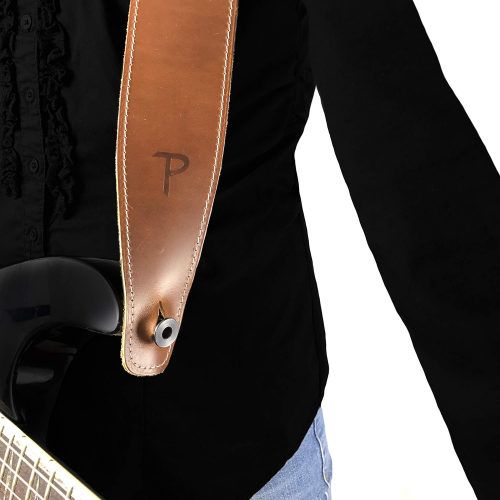 TRACOLLA PER CHITARRA IN PELLE MARRONE STILE BASEBALL SP25S-7049