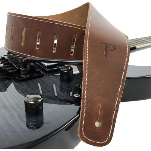 TRACOLLA PER CHITARRA IN PELLE MARRONE STILE BASEBALL SP25S-7049