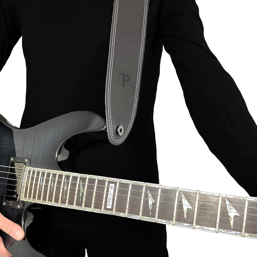 TRACOLLA PER CHITARRA IN PELLE CUCITA MARRONE P25ST-174