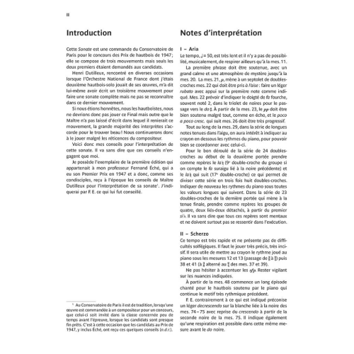 DUTILLEUX SONATA PER OBOE E PIANOFORTE