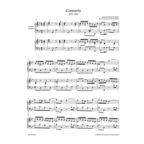 BACH CONCERTO IN SOL MINORE PER CLAVICEMBALO E ARCHI BWV 1058