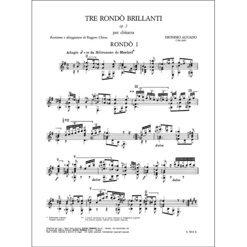 AGUADO 3 RONDÒ BRILLANTI OP.2 PER CHITARRA